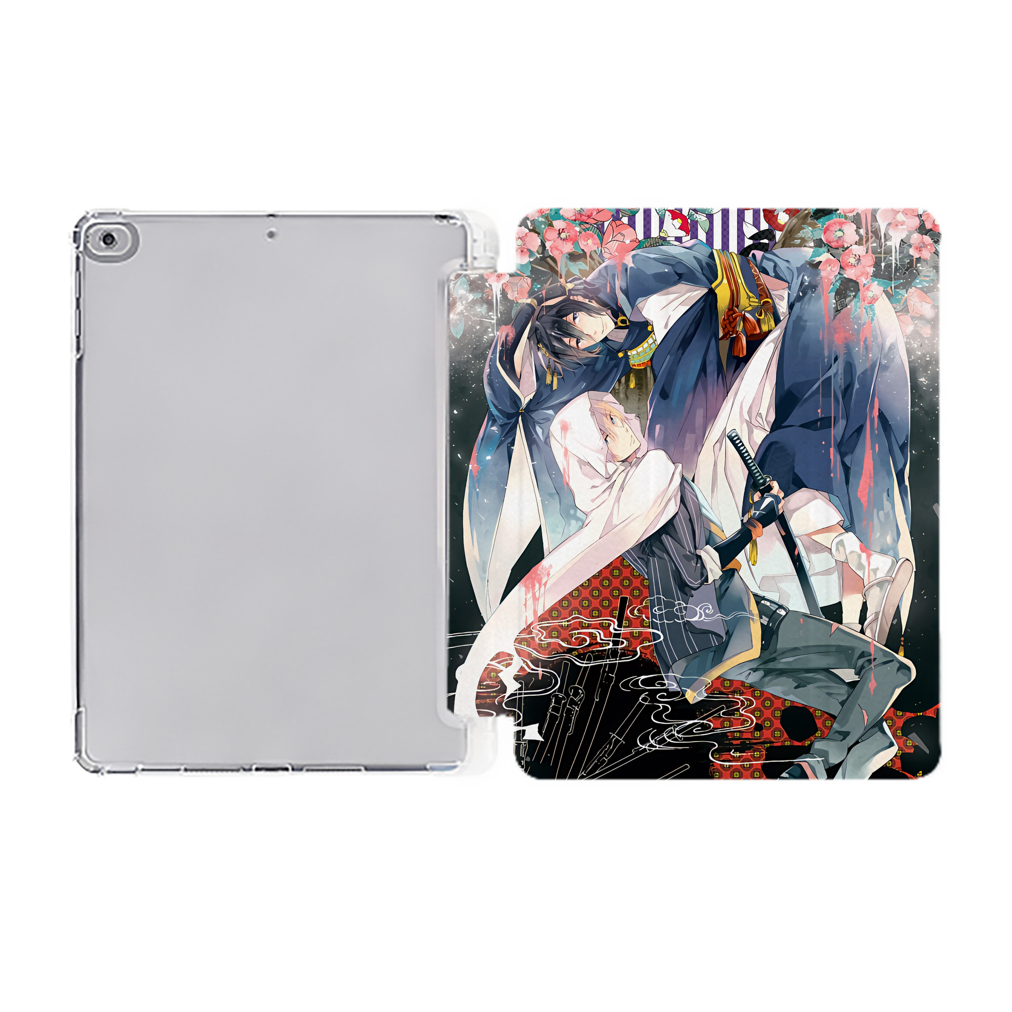 （画像用） 刀剣乱舞 Touken Ranbu IPad ケース ペン収納付き 三つ折りスタンド PUレザー×シリコン 対応機種9.5/10.5/10.9インチ